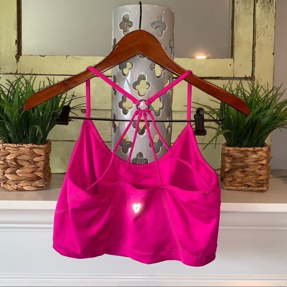 Betsey Johnson Hot Pink Multi-Strap Sports Bra Bralette Size Medium - Picture 2 of 4